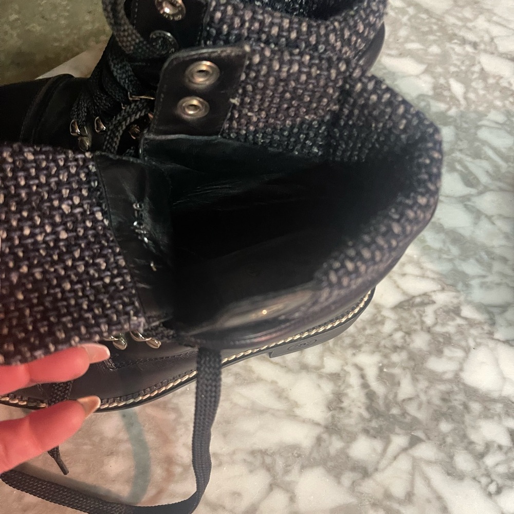 CHANEL Calfskin Wool Combat Boots - Picture 10 of 11